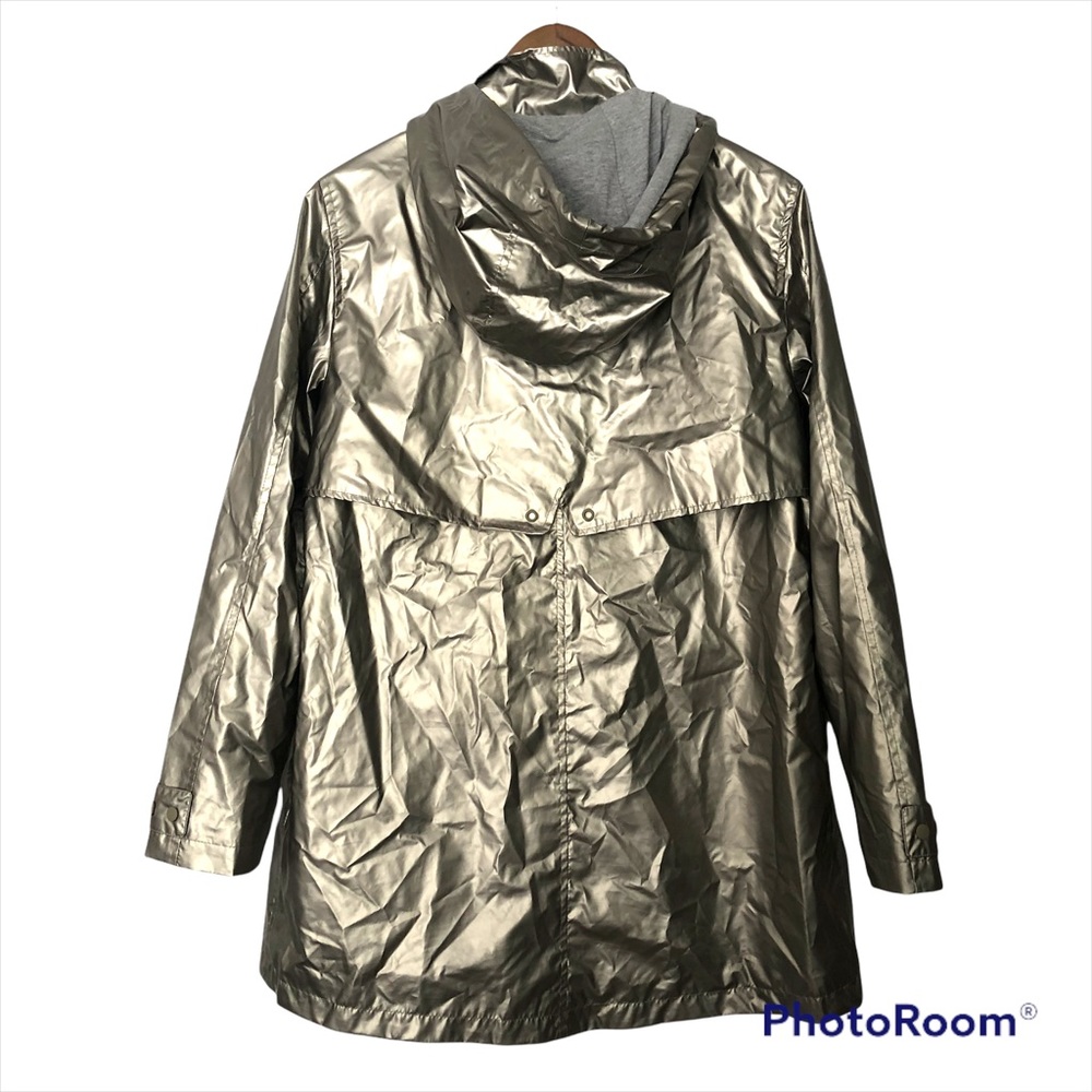 Zara Metallic Silver Hooded Raincoat - Picture 6 of 12